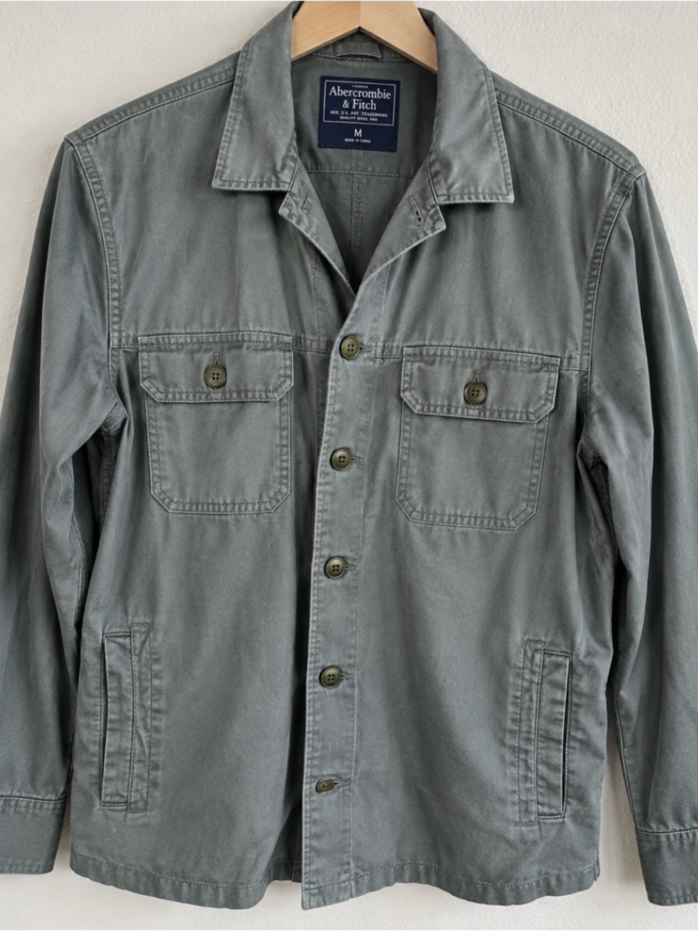 Abercrombie & Fitch Y2K Shirt Jacket Mens Military Button Up Cotton M Shacket